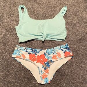 SHEIN Blue and White Bikini Set